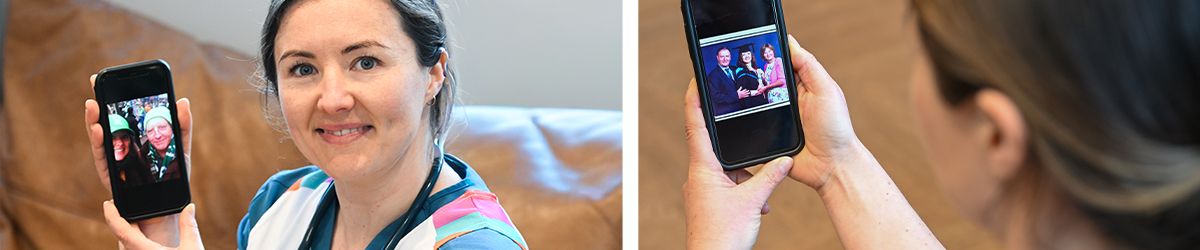 Vet Sinéad Short with photos of her father